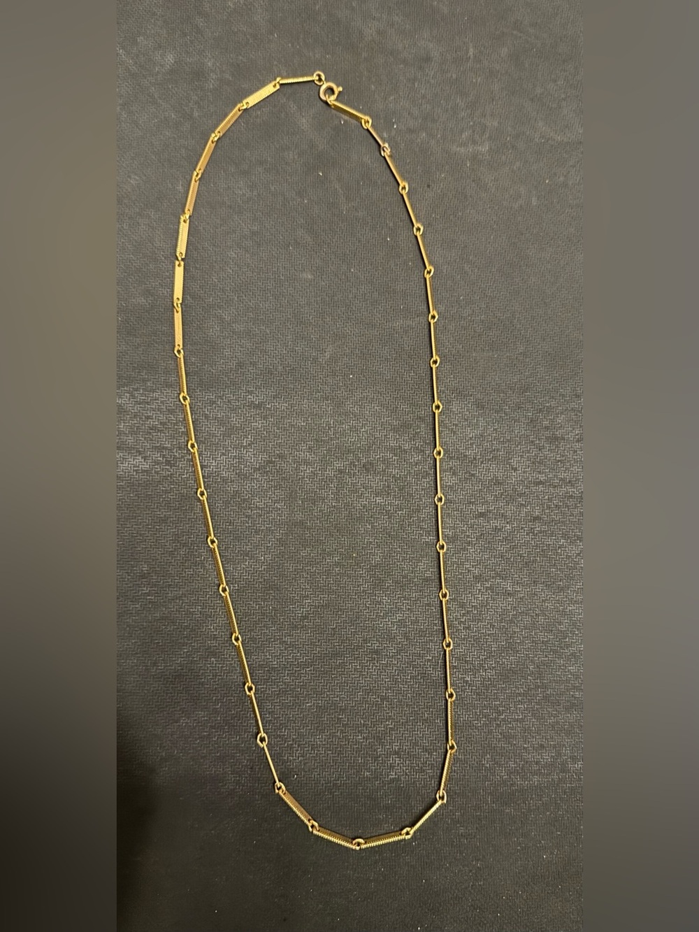 Yellow Gold Tone Bar Link Chain Necklace
